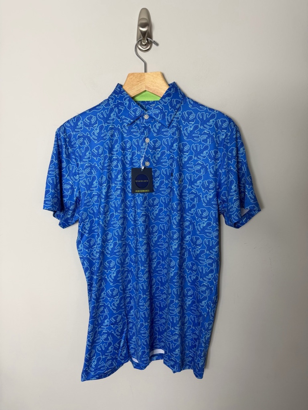 NEW Fernando Pena Men’s Performance Sport Short Sleeve Polo Shirt Medium 724